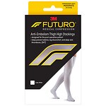 FUTURO Anti-Embolism Stockings, Thigh Length, Closed Toe, White, Medium/Regular