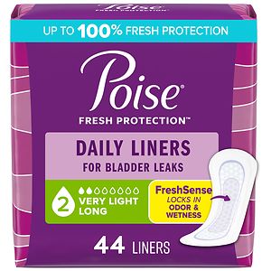 Poise Liners, Very Light Absorbency, Long Length- 44 ea