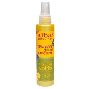 Alba Botanica, Alba Botanica Hawaiian Coconut Dry Oil Natural Sunscreen SPF 15, sunblock, sunscreen, sun protection