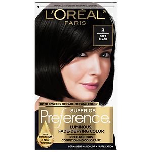 L'Oreal Superior Preference Fade Defying Color & Shine System, Permanent, Soft Black 3