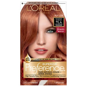 L'Oreal Superior Preference Fade Defying Color & Shine System, Permanent, Lightest Auburn 7LA