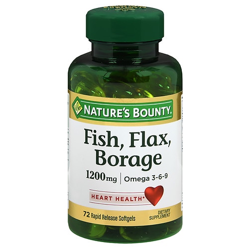 Nature's Bounty Omega 3-6-9 Fish, Flax, Borage 1200 mg, Softgels - 60 ea