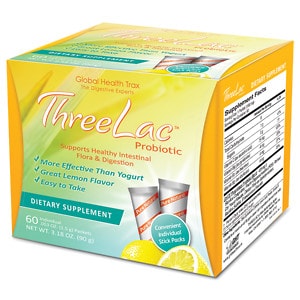 Global Health Trax ThreeLac Probiotic Dietary Supplement, Lemon