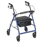 Drive Medical Aluminum Rollator Fold Up, Removable Back Support, Pad Seat, 6 by 