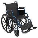 Drive Medical Blue Streak Wheelchair Flip Back Detachable Desk Arms Swing-away Foot Rest by 