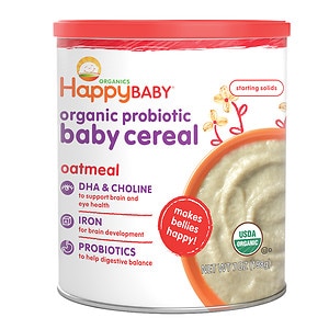 Happy Bellies Organic Super Cereals DHA, & Pre & Probiotics + Choline Organic Oatmeal Cereal, Oatmeal, 7 oz