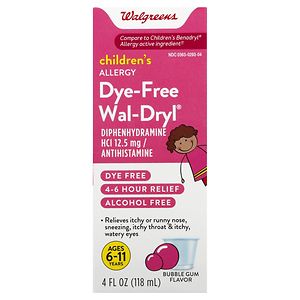 UPC 311917120584 product image for Walgreens Wal-Dryl Children's Allergy Oral Solution Dye-Free, Bubble Gum, 4 oz | upcitemdb.com