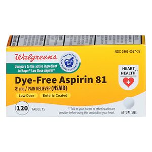 UPC 311917107295 product image for Walgreens Low Dose 81 mg Aspirin Tablets, 120 ea | upcitemdb.com
