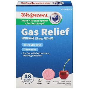 walgreens gas relief tablets chewable creme strength cherry extra ea