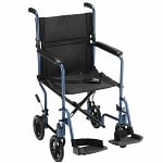 Nova Transport Chair with S/A Footrests, 19 inch, Blue