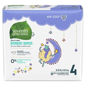 Seventh Generation Baby Overnight Diapers, Stage 4, 24 ea