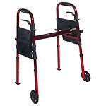 Drive Medical Portable Folding Travel Walker with Wheels & Fold up Legs by 