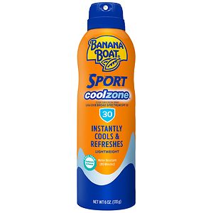 Banana Boat Sport Performance UltraMist CoolZone Continuous Spray Sunscreen, SPF 30, Refreshing, Clean Scent- 6 oz