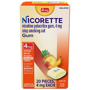 Nicorette Nicotine Gum Pocket Pack, 4 mg, Fruit Chill