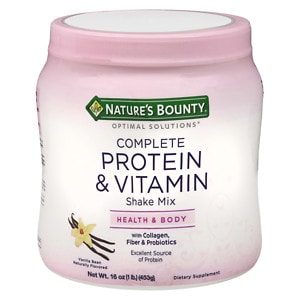 Nature's Bounty Optimal Solutions Complete Protein & Vitamin Shake Mix, Vanilla Bean- 16 oz