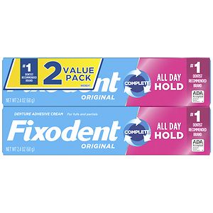 Fixodent Complete Denture Adhesive Cream, Original, 2 pk- 2.4 oz