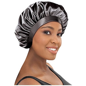 Triple Gro Amazing Length Large Black Satin Bonnet