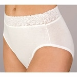 Wearever Women's Lace Trim Cotton Incontinence Panty, White, Large by 