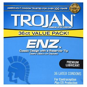 Trojan-Enz Premium Lubricant Latex Condoms