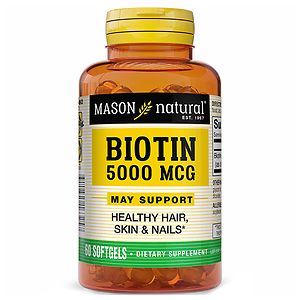 UPC 311845163257 product image for Mason Natural Super Biotin 5000 mcg Softgels, 60 ea | upcitemdb.com