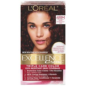 L'Oreal Excellence Richesse Non-Drip Creme Triple Protection Color, Dark Mahogany Red (4RM) - 1 ea
