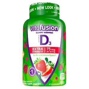 Vitafusion Extra Strength D3 3000 IU, Strawberry, 120 EA
