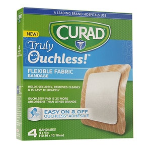 UPC 888277181789 product image for Curad Truly Ouchless Flexible Fabric Bandage, 4 x 4 inch (10.16 x 10.16 cm), 4 e | upcitemdb.com