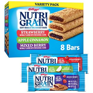 Nutri-Grain Soft Baked Bars Variety Pack, Strawberry, Apple Cinnamon, Mixed Berry, 8 pk- 1.3 oz