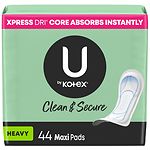 Kotex Natural Balance Long Maxi Pads, Double Pack, Super, 44 ea