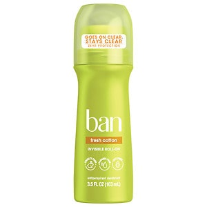 Ban Roll-On Antiperspirant & Deodorant, Fresh Cotton, 3.5 fl oz