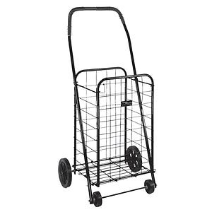 DMI Utility Cart with Wheels to be used for Shopping, Grocery, Laundry and Stair Climber Cart, Weighs 7.5 Pounds but holds up to 90 Pounds, Compact and Foldable, Black